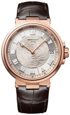 5517br/12/9zu Breguet Marine Automatic 40mm Mens Watch Breguet Watches, Mens Rose Gold Watch, Patek Philippe Calatrava, Rose Gold Brown, Rose Gold Case, Unisex Watches, Roman Numeral, Crocodile Leather, Rose Gold Watch