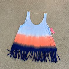 Cute Fringe Tank Top Ombr Size Medium Nwt Blue Casual Tank Top For Festival, Casual Blue Tank Top For Festivals, Trendy Blue Festival Top, Cute Fringe, Fringe Tank Top, Boho Tank Top, Halter Tank Top, Crochet Tank Top, Crochet Tank