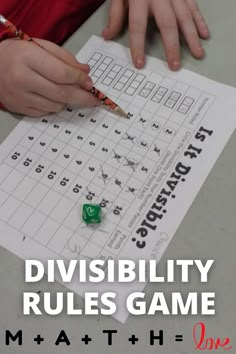 divisibility rules game. Divisibility Rules Activities, Divisibility Rules Worksheet, Senior Care Activities, Dice Math Games, Math Vocabulary Words, Divisibility Rules, Game Math, Sets Math, Fun Math Games