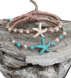 Adjustable Starfish Charm Jewelry, Adjustable Star-shaped Jewelry With Starfish Charm, Adjustable Beaded Bracelet With Starfish Charm As Gift, Adjustable Starfish Bohemian Jewelry, Adjustable Starfish Beaded Bracelets, Adjustable Starfish Beaded Bracelet, Adjustable Starfish-shaped Beaded Bracelet, Adjustable Beaded Bracelet With Starfish Charm, Adjustable Starfish Charm Bracelet