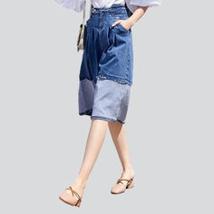 Introducing our two-sided patchwork denim skirt from the 2023 Spring-Summer Collection a stylish masterpiece for the modern fashionista!Why You'll Fall In Love Street-Style Vibes: Solidify your street-style cred with this patchwork denim skirt. textured to turn heads and command attention. A-Line Silhouette: Its A-line silhouette creates a flattering fit at the rise and hips. while its length provides just the right amount of coverage. High-Waist Fit: Its tall-waist fit ensures a perfect fit and Denim Skirts Online, Patchwork Denim Skirt, Narrow Waist, Womens Denim Skirts, Denim Pattern, Patchwork Denim, Denim Patterns, Hourglass Shape, Denim Color