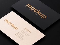 two black and white business cards with gold foil on the bottom one is for makeup