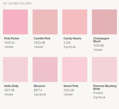 the shades of pink are shown in this color chart, with different colors on each side