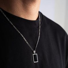 Teaching Men's Fashion – RoseGold & Black Teaching Mens Fashion, Men Pendant, Figaro Necklace, Mens Silver Jewelry, Pendant For Men, Silver Chain For Men, Chain For Men, Rectangle Pendant, Mens Necklace