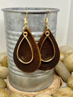 "Handmade, genuine leather charm teardrop earrings measuring Aprox 2\" long in a variety of colors and metal color options either tools or silver. Available options are: Weathered brown leather teardrop earrings with coordinating charm in silver or gold Camel, cognac teardrop earrings with coordinating charm in silver or gold Hunter green, Forrest green teardrop earrings with coordinating charm in silver or gold Teardrop earrings, gold earrings, silver earrings, fall earrings, camel earrings, co Gold Teardrop Earrings, Teardrop Earrings Gold, Earrings Fall, Large Necklace, Glitter Earrings, Fall Earrings, Custom Earrings, Fall Jewelry, Brown Silver