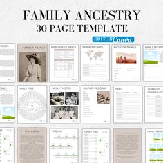 the family ancestor brochure is displayed on a white background