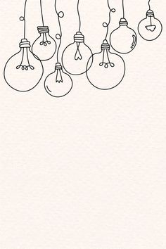 a line drawing of light bulbs hanging from the ceiling