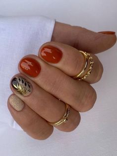 Spring Gel Nails, Burnt Orange Nails, Sassy Nails, Shellac Nails, Nails 2024, Nails Gel, Oval Nails, Orange Nails, Minimalist Nails