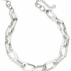 Silver And White Link Chunky Necklace. These Links Are Partially Encased In White Acrylic. Bold Fashion 20" And 2" Extender. Sturdy Lobster Clasp. N2 Casual White Metal Jewelry, Trendy White Metal Necklace, Trendy White Chunky Chain Necklace, Chic White Metal Chain Necklace, Chic White Chunky Chain Necklace, Chic White Metal Necklace, Trendy White Chunky Chain Jewelry, Floral Statement Necklace, Casual Necklaces