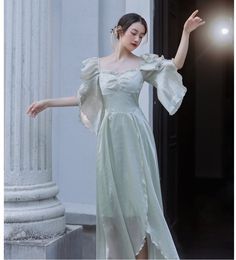 Sea Nymph Ethereal Fairy Dress in sea green with butterfly sleeves and beautiful layers that create movements as you walk and stretchy back with shirring to accommodate your size Size SBust 80-84cmWaist 68-72cmLength 122cm Size MBust 84-88cmWaist 72-76cmLength 122cm Size LBust 88-92cmWaist 74-80cmLength 123cm Spring Fairycore Dress With Puff Sleeves, Spring Fairy Dress With Ruffles, Fitted Fairycore Dress With Puff Sleeves, Fairycore Dress With Square Neck And Ruffles, Fairytale Ruffle Summer Dresses, Fairytale Ruffle Dresses For Summer, Spring Fairy Dress With Puff Sleeves And Ruffles, Fairycore Short Sleeve Dress For Garden Party, Summer Fairy Dress With Short Sleeves