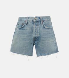 Parker denim shorts in blue - Agolde | Mytheresa Classic High Rise Denim Jean Shorts, Washed Short Length Bottoms For Everyday, Classic Medium Wash Short Leg Shorts, Classic Medium Wash Shorts, Classic High Waist Denim Jean Shorts, Classic High Rise Denim Shorts, Everyday Light Wash Shorts With Pockets, Classic High-waist Denim Jean Shorts, Classic Cutoff Denim Jean Shorts