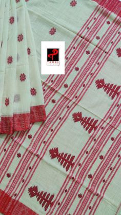 Beat the heat with this signature Bengali saree or preserve it for Maha ashtami in Durgapuja    Off-white and red handspun cotton with beautiful motifs woven in pallu , both the borders and butas spread allover.... running bp...  • In  this feather soft and delicate weave, comfort is your constant companion..# Easy maintenance #  washable at home with soft detergent in normal water..This is a Bengal handloom product...  For any further info  plz contact with us in 9475075140  • •fabric:  Tamal cotton  • •pattern:  jamdani  • •saree length:6.5mtr  • •blouse piece:Yes  • •COD available all over India  • • international shipping facility: Yes  • • fall & picco facility@80  • • return facility: Yes( in case of defect or quality issue)  • • easy payment method  • Find us in 👉  • •http://ins