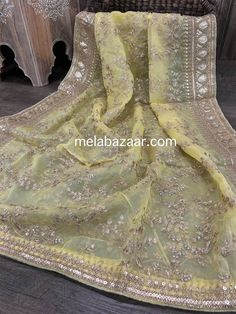 Dress up any outfit with this gorgeous organza embroidered dupatta with a heavy sequins border. Yellow Chinon Dupatta With Intricate Embroidery, Yellow Georgette Dupatta With Intricate Embroidery, Yellow Tissue Silk Dupatta With Dabka Work, Yellow Dupatta With Resham Embroidery In Organza, Yellow Organza Dupatta With Zari Work, Yellow Organza Dupatta With Resham Embroidery, Yellow Organza Dupatta With Intricate Embroidery, Semi-stitched Yellow Organza Dupatta, Yellow Dupatta With Chikankari Embroidery For Party