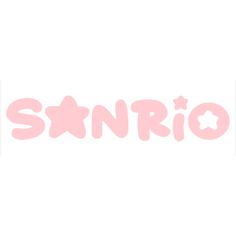 the word sanrio is written in pink on a white background with stars and dots