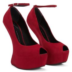 Gorgeous Red Suede Giuseppe Zanotti Heels! Size 37, No Top Strap On This Model As Pictured. Original Price On These Is $1800, They’re On Sale Online For 800 Feel Free To Offer Or Message With Questions! Bundle And Save<3 Bold Evening Heels With Sculpted Heel, Bold Evening Heels With Wrapped Heel, Red Sole Wedge Heel Evening Shoes, Evening Wedge Heels With Red Sole, Red Platform Heels For Evening, Red Fitted Heels For Gala, Chic Heels With Red Sole For Evening, Bold Evening Heels With Round Toe, Chic Cocktail Heels With Red Sole