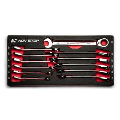 a tool set with tools in it on a white background