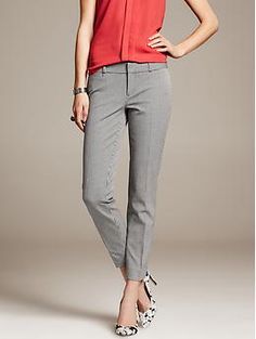 Sloan-Fit Houndstooth Slim Ankle Pant - Pants Fitted Capris For Workwear In Fall, Fitted Capris For Fall Workwear, Mid-rise Capris For Fall Workwear, Stretch Workwear Capris With Cropped Leg, Stretch Cropped Leg Capris For Workwear, Stretch Cropped Leg Capris For Business Casual, Stretch Capris For Business Casual, Fitted Capris With Pockets For Business Casual, Fitted Capris With Pockets For Workwear