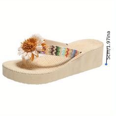 Patterned:OtherMaterial:FabricHeel Type:Platform HeelClosure:Slip-onToe Style:Split toeItem ID:NW96954 Summer Platform Slippers For Beach Season, Summer White Platform Slippers For Beach, White Platform Slippers For Summer Beach, White Wedge Heel Flip Flops For Beach, Summer Platform Slippers With Toe Post For Spring, Synthetic Toe Post Wedge Sandals For Summer, White Platform Slippers For Beach, Summer Toe Post Platform Slippers, White Platform Slippers For The Beach