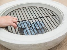 Cement Fire Bowl, Tabletop Fire Bowl, Planters Diy, Glass Fire Pit, Diy Table Top, Concrete Overlay, Diy Bowl, Concrete Bowl, Concrete Diy Projects