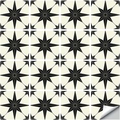 a black and white pattern with stars on it