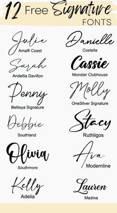 the twelve handwritten font styles for each type of calligraphy, including one that has been