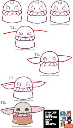 how to draw baby yoda from the star wars movie step by step drawing instructions