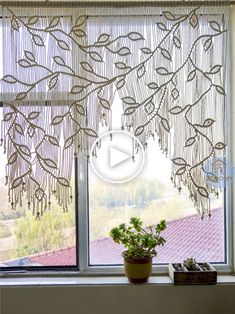 a potted plant sitting on top of a window sill next to a window