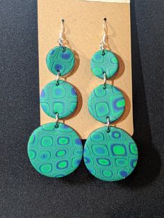 Crazy squares! Cute handmade earrings Handmade Green Clay Earrings, Handmade Multicolor Square Earrings, Handmade Square Green Earrings, Green Dangle Clay Earrings, Handmade Green Square Earrings, Square Green Handmade Earrings, Handmade Square Green Jewelry, Handmade Clay Earrings, Handmade Clay