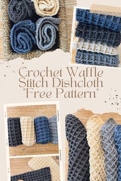 crochet waffle stitch dishcloth free pattern with instructions to make it easy and stylish