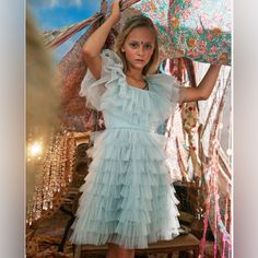 Size 8/9 Elastic Waist, New No Tag Disney Elsa Dress, Unicorn Dress Girls, Feather Tutu, Mode Dress, The Future Is Bright, Tulle Tutu Dress, Tulle Ruffles, Future Is Bright, Pale Pink Dress