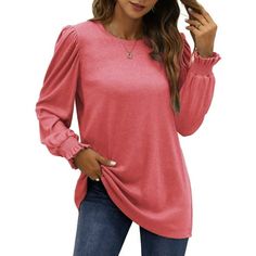 Fantaslook Womens Tunic Tops Crew Neck Long Sleeve Shirts Dressy Blouses This puff sleeve tops for women is a versatile and stylish addition to your wardrobe! Elevate your everyday fashion with womens long sleeve shirts that effortlessly blend comfort and sophistication. The high-quality fabric feels luxuriously soft against your skin, womens tops features crewneck, puff sleeve, pullover, tunic tops, casul style. Dressy blouses for women feature small folds on the shoulders, adding an alluring touch to your upper body. Designed to flatter your figure, the puff sleeves provide a flattering drape, womens tunic tops add a touch of femininity and slimming. Whether you're heading to the office, a casual gathering, or a night out with friends, Womens puff sleeve tops are the perfect go-to choice Dressy Blouses For Women, Womens Tunic Tops, Puff Sleeve Tops, Dressy Blouses, Tunic Tops Casual, Dressy Blouse, Tops Casual, Women Tunic Tops, Womens Long Sleeve Shirts