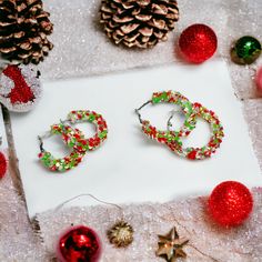 Christmas chunky glitter hoop earrings! Available in 2 sizes! Stainless steel hoops covered in non shedding chunky rhinestones. Glittery Earrings, Sparkly Earrings, Earrings Christmas, Louisville Ky, Christmas Earrings, Jewelry Earrings Hoops, Gift Registry, Etsy Earrings, Jewelry Earrings