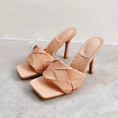 You'll be feeling chic in any outfit with the 90's-inspired Tokyo Sandals. A square open toe, featuring a PU woven upper, statement square toe and stiletto high heel. PU woven upper Heel measures approximately 4 inches Slip-on Square open toe Imported Square Sandals, Nice Sandals, Mule Sandals, Leather High Heels, 90s Inspired, High Heels Stilettos, Mule, Heeled Mules, High Heel