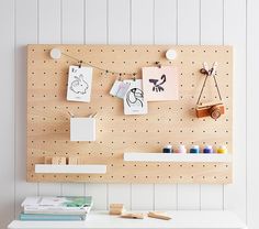 Avery Peg Study System | Pottery Barn Kids Wood Pegboard, Kids Craft Storage, Study System, Kids Office, Simply White, Layout Inspiration, Peg Board, Craft Storage, Kids Playroom