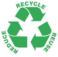 a green recycle logo with the words reduce reuse written in white letters