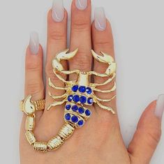 Stretchable #3002 Scorpion Ring, Stretch Bands, Blue Jewelry, Ring Finger, Base Metal, Scorpion, Womens Jewelry Rings, Ring Bracelet, Crystal Rhinestone