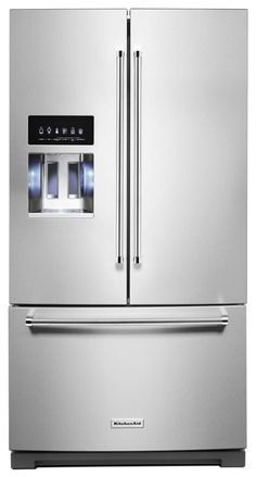 a large stainless steel refrigerator freezer