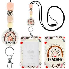 PRICES MAY VARY. Fashionable Badge Accessories: Elevate your style with the teachers badge holder. Its elegant design is complemented by four skin-friendly silicone beads, 3 natural wood beads, and a graceful acrylic plate, adding a fashionable touch to your attire Sturdy Badge Holder: The ID badge holder with lanyard is crafted from lightweight yet robust ABS material. It's not only secure but also versatile, capable of accommodating various items like name tags, ID cards, access passes, and bu Teacher Badge Holder, Badge Accessories, Teacher Badge, Badge Lanyard, Teacher Lanyard, Beaded Lanyards, Functional Accessories, Id Badge Holders, Badge Holder