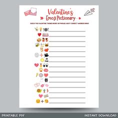 valentine's embellishment printable to do list with hearts and other things