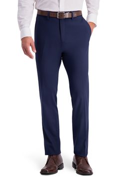 This flat front slim fit pant features a hook and bar closure, and fly front. The off seam pocket design and single welt button through back pockets is what gives this pant a sophisticated look. The Elastane fibers allow for the best comfort while maintaining a great recovery so your pants looks great at the end of the day. 14" length leg opening Zipper fly Belt loops 5-pocket design Straight leg Solid Woven 64% polyester, 34% viscose, 2 elastane Machine wash, line dry Imported Model stats: 6'1" Slim Fit Dress Pants, Kenneth Cole Reaction, Slim Fit Pants, Kenneth Cole, Workout Pants, Dress Pants, Looks Great, Straight Leg, Nordstrom