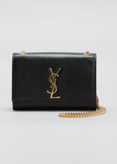 Kate Small YSL Monogram Grain de Poudre Crossbody Bag on Chain Classic Formal Bags With Logo, Classic Gold Shoulder Bag With Logo, Classic Business Bags With Metal Logo, Classic Rectangular Shoulder Bag With Metal Logo, Classic Shoulder Bag With Metal Logo, Classic Formal Shoulder Bag With Logo, Classic Rectangular Bags With Metal Logo, Classic Leather Bags With Metal Logo, Modern Formal Shoulder Bag With Logo