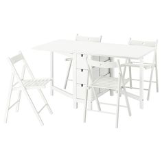 the table and chairs are all white