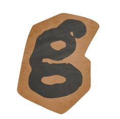 a brown and black sticker with the letter b in it's center on a white background