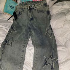 Brand New Star Print Wide Leg Jeans. Cell Phone Holster, Phone Holster, New Star, Walker Boots, Pajama Shirt, Jeans Color, Fit N Flare Dress, Rain And Snow Boots, Star Print