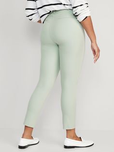 The Pixie pants you love, now in a more fabulous fit & fabric ✨ High-rise waistband, with hidden double hook-and-bar closure and interior button closure.  Hidden zip fly.  Diagonal pockets at front, with decorative welt faux pockets at back.  Smoot Versatile Fitted Cropped Leg Bottoms, Versatile Fitted Cropped Bottoms, High Waist Bottoms With Side Zipper For Spring, Chic Mid-rise Jeggings For Work, Stretch Cropped Leg Bottoms With Belt Loops, Fitted Bottoms With Side Zipper For Spring, Chic Spring Jeggings For Workwear, Chic Spring Bottoms With Side Zipper, Stretch Leggings With Zipper Closure For Work