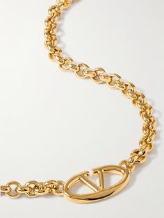 Valentino Garavani's 'VLOGO' has been one of the label's most iconic signatures since its debut in 1968. Centered with the emblem, this necklace is cast from gold-tone metal and comprised of chunky chain links. Valentino Jewelry, Designer Hair Accessories, Flat Dress Shoes, Chain Links, Gold Tone Necklace, Fine Jewelry Designers, Fashion Jewelry Necklaces, Gold Tone Metal, Bridal Accessories