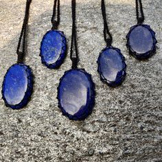 Beautifully handmade Macrame blue Lapis Lazuli pendant necklace, with an adjustable black necklace cord. Lapis Lazuli is believed to bring to the wearer strength, wisdom, compassion, and self-acceptance and to help in the process of spiritual growth, enhancing intuition, and clarity in life. These necklaces are the perfect meaningful gift for your loved one and yourself! *'¨) ¸.*'¸.**'¨) ¸. (¸.*' (¸.*` ♥ *FREE INTERNATIONAL SHIPPING ►►You can choose between a SMALL or LARGE, stone pendant. -SMAL Natural Gemstone Necklace, Lapis Necklace, Lapis Lazuli Jewelry, September Birthday, Lapis Lazuli Pendant, Necklace Cord, Large Stone, Handmade Macrame, Blue Lapis