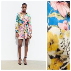 Nwt. Zara Satin Effect Floral Patchwork Print Collared Short Playsuit With Long Sleeves. Front Knot Detail. Elasticated Waistband At The Back. Button-Up Front. Size S. Ref. 3114/225. Pit To Pit 20" Flat, Shoulders 13", Sleeves 22,5", Waist 11,5", Rise 15,5", Inseam 3", Length 33". Multicolor Floral Print Jumpsuits For Spring, Spring Multicolor Floral Jumpsuits And Rompers, V-neck Jumpsuits And Rompers For Office In Spring, Long Sleeve Floral Jumpsuit For Summer, Long Sleeve Floral Jumpsuits And Rompers For Summer, Summer Floral Print Long Sleeve Jumpsuits And Rompers, Multicolor Long Sleeve Jumpsuits And Rompers For Spring, Chic Multicolor Jumpsuits And Rompers For Spring, Multicolor Jumpsuits And Rompers For Spring Workwear