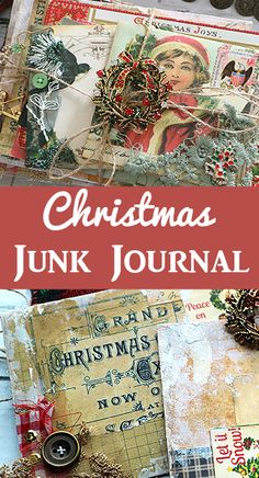 christmas junk journal with text overlay