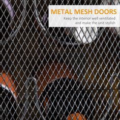 metal mesh doors with the words keep the interior well ventilated and make the unit stylish